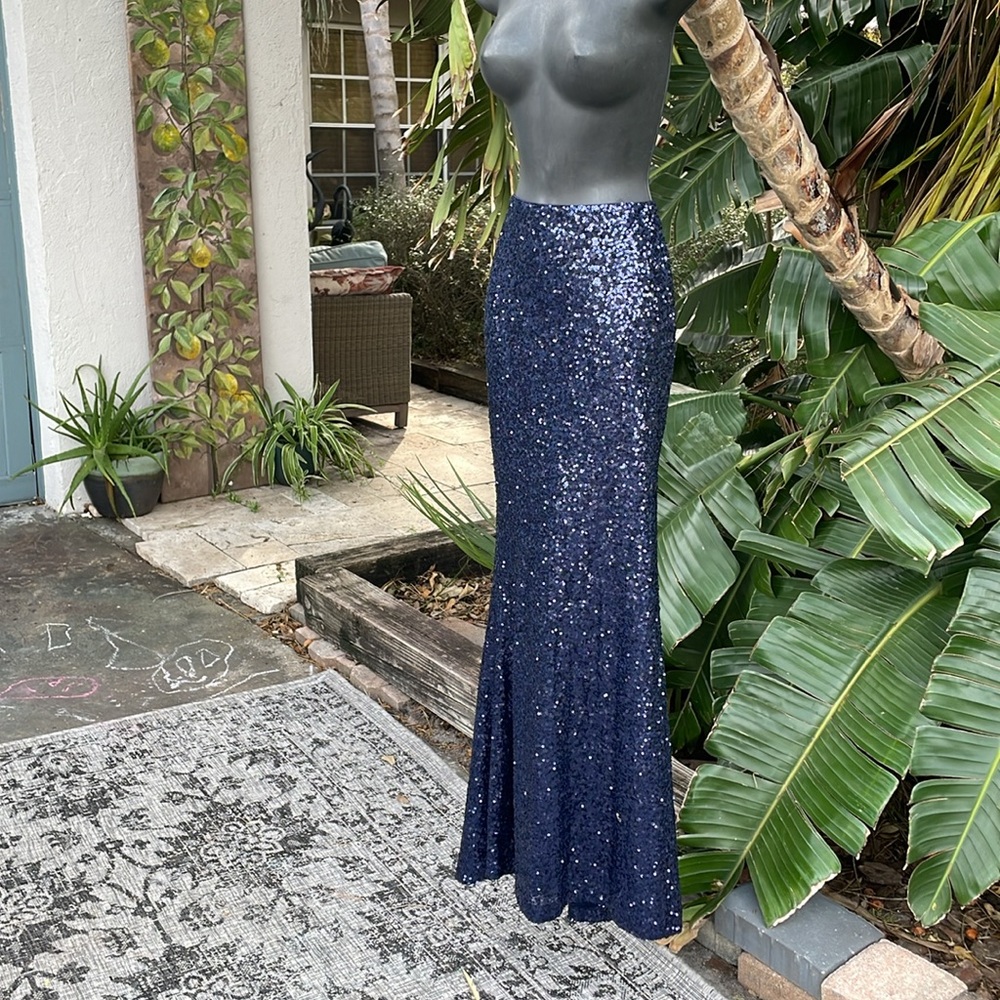 Badgeley Mishka sequin trumpet maxi skirt with slight train